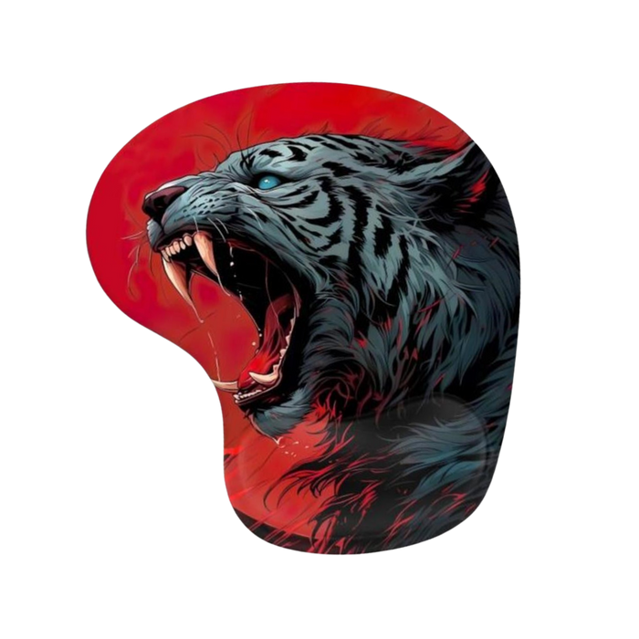 Angry Tiger Bilek Destekli Mouse Pad — Kaplan Desenli Ergonomik Mousepad