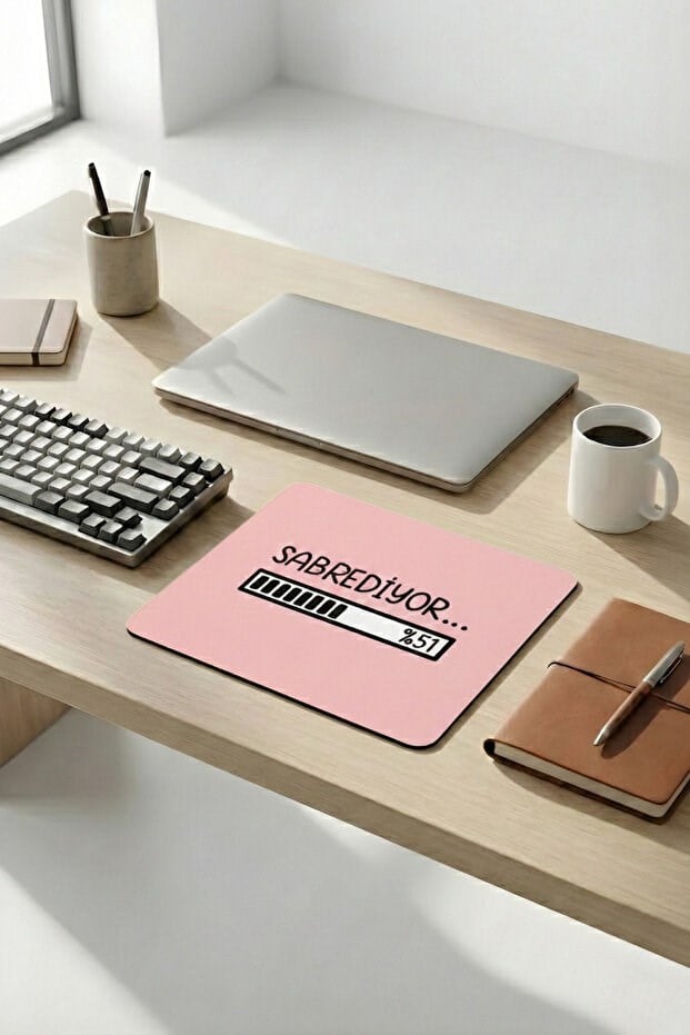 Sabrediyor Desenli Mouse Pad 18x22 cm — Türkçe Yazılı Kompakt Ofis Mousepad