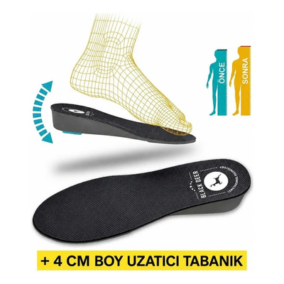 Black Deer 4 cm Boy Uzatan Tabanlık — Sneaker ve Bot İçin Gizli Topuk Yükseltici (Siyah)