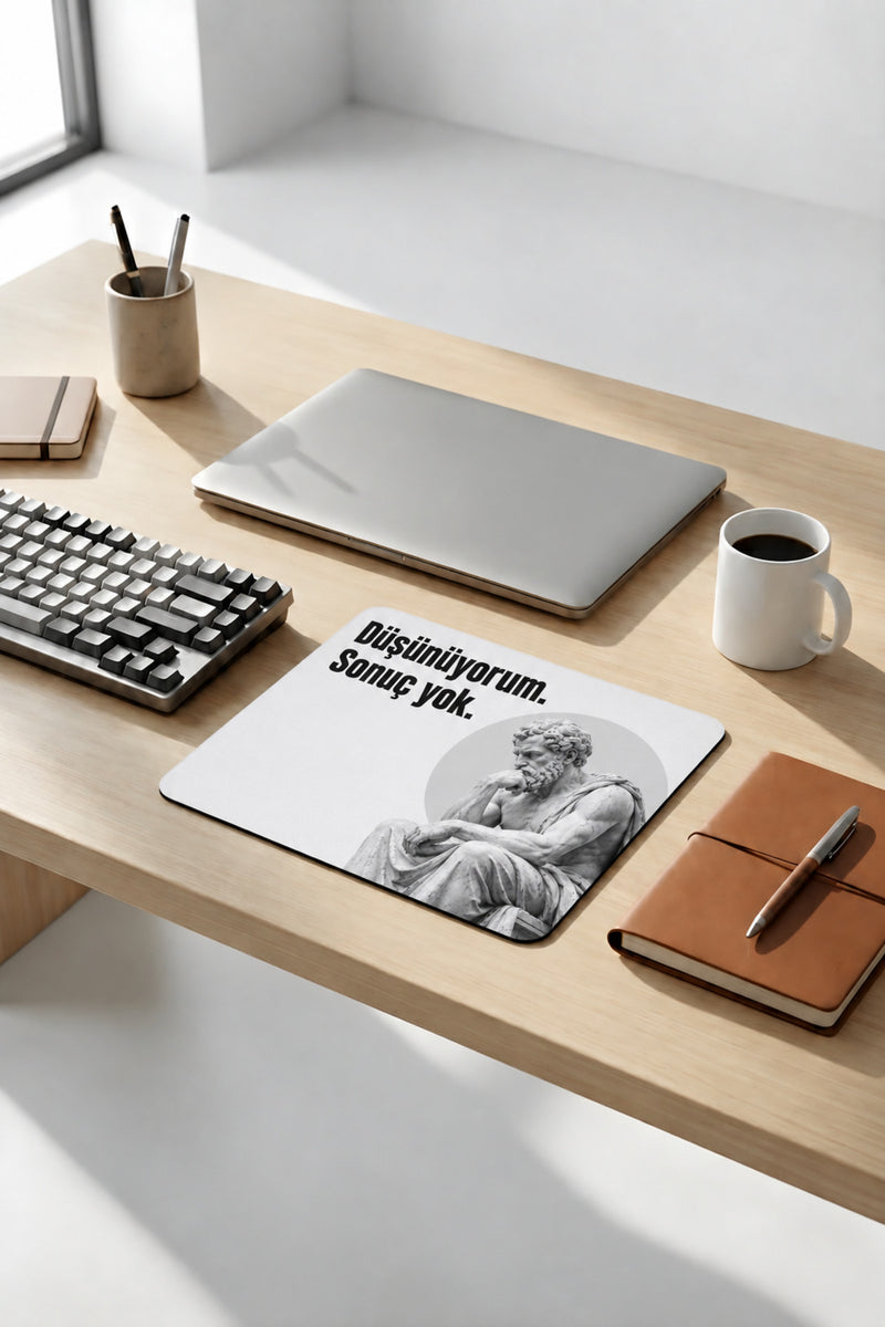 Düşünüyorum Sonuç Yok Mouse Pad 18x22 cm — Esprili Kompakt Ofis Mousepad