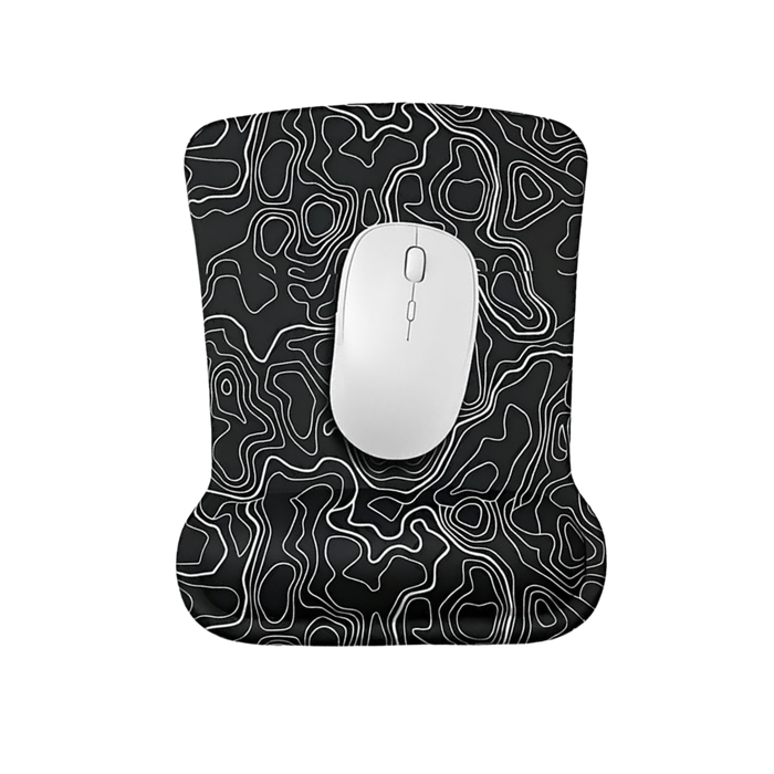 Bilek Destekli Mouse Pad — Yükseltilmiş Bilek Yastıklı Ergonomik Damla Form (Siyah)