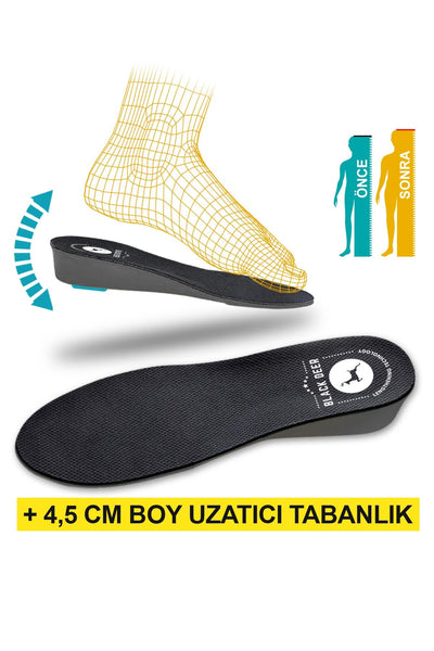 Black Deer 4 cm Boy Uzatan Tabanlık — Sneaker ve Bot İçin Gizli Topuk Yükseltici (Siyah)