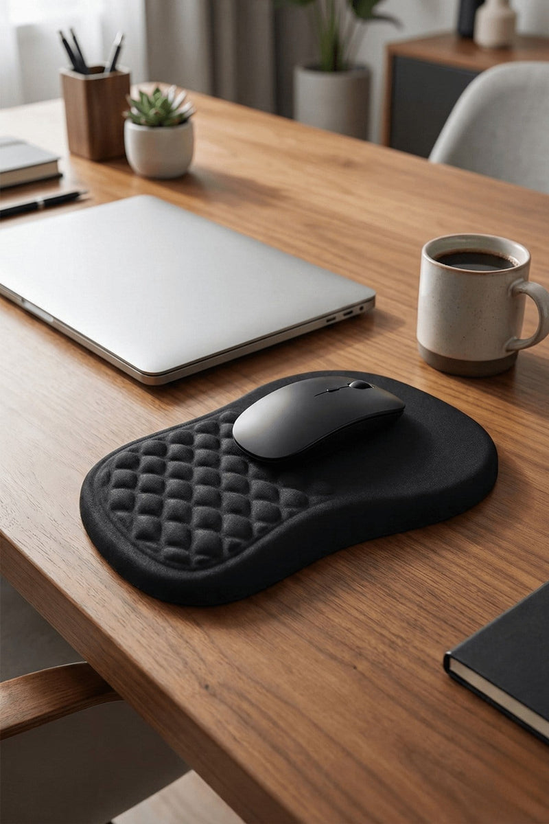 Premium Bilek Destekli Mouse Pad — Kalın Dolgulu Bilek Yastıklı Ergonomik Mousepad