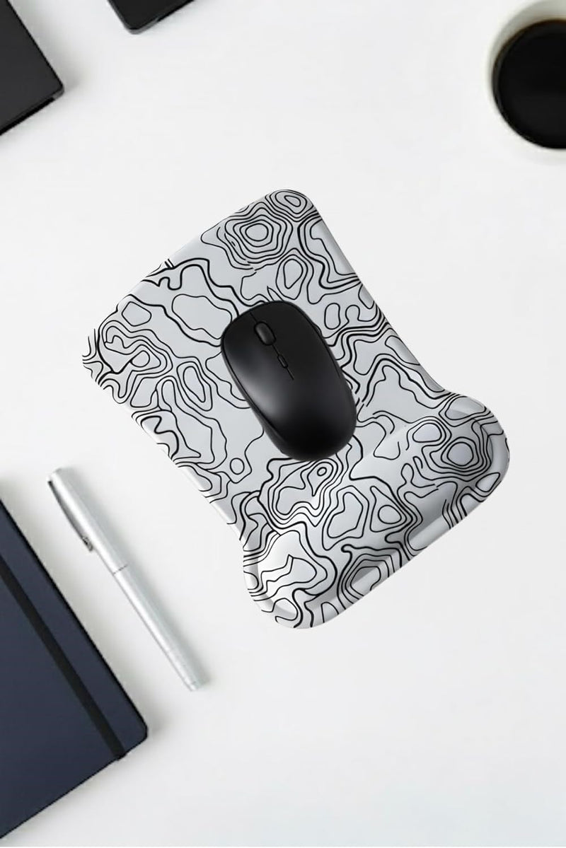 Bilek Destekli Mouse Pad — Yükseltilmiş Bilek Yastıklı Ergonomik Damla Form (Beyaz)