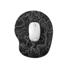 Yuvarlak hatlı topografik desenli bilek destekli mouse pad, siyah