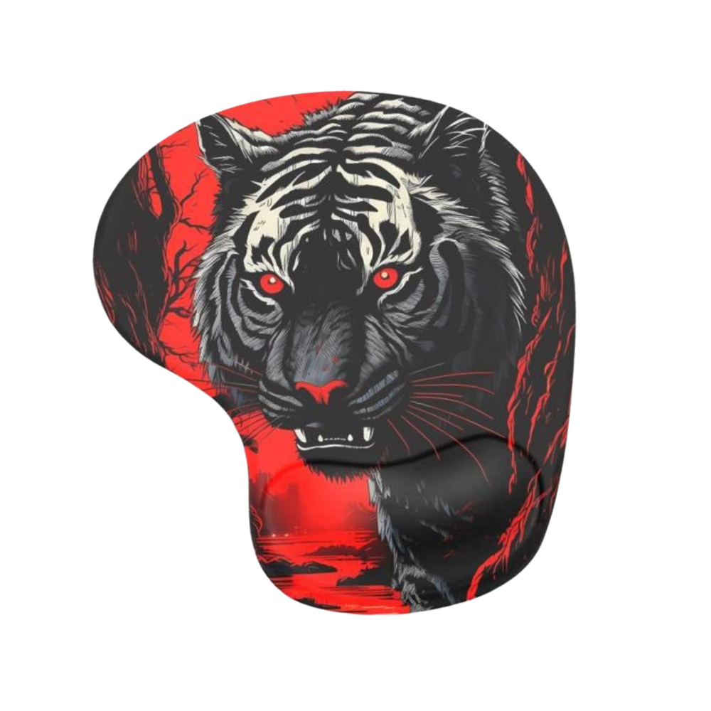 Black Tiger siyah kaplan desenli bilek destekli mouse pad