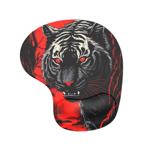Black Tiger siyah kaplan desenli bilek destekli mouse pad