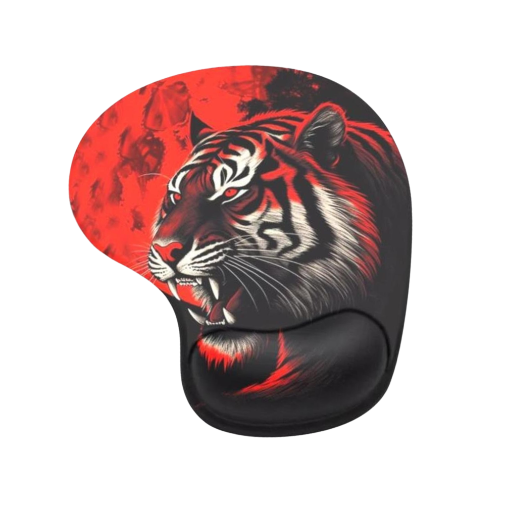 Red Flame Tiger alev desenli bilek destekli mouse pad