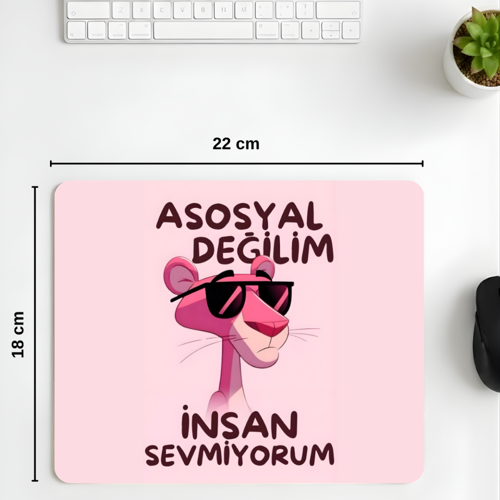 Anti Social desenli mouse pad kullanım görseli
