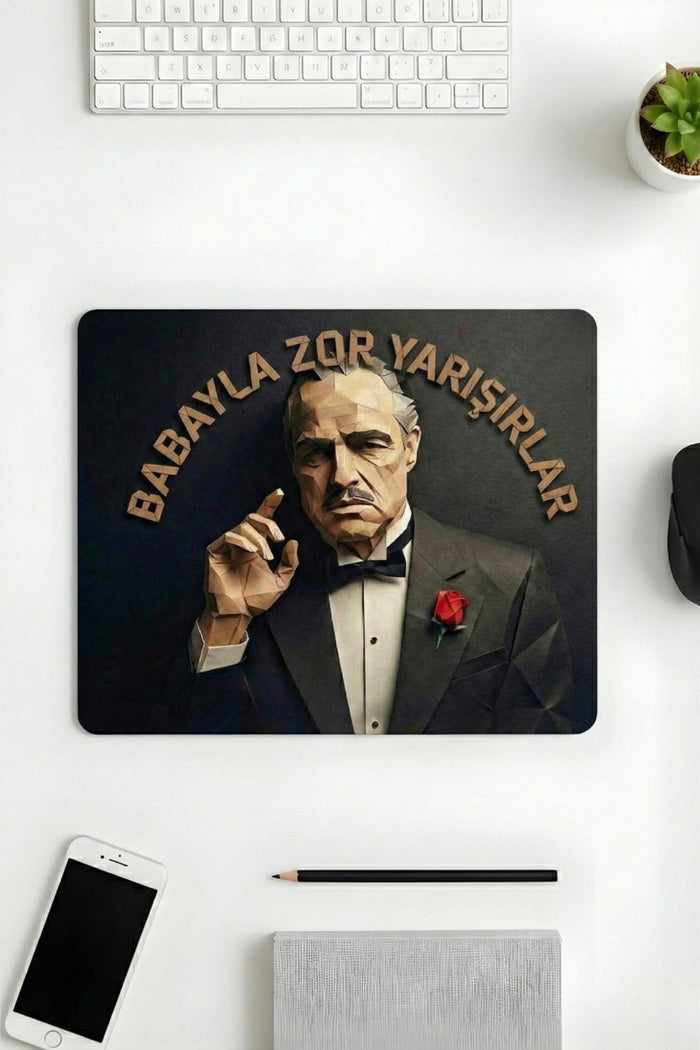Babayla Zor Yarışırlar GD Desenli Mouse Pad 18x22 cm — Türkçe Yazılı Kompakt Ofis Mousepad