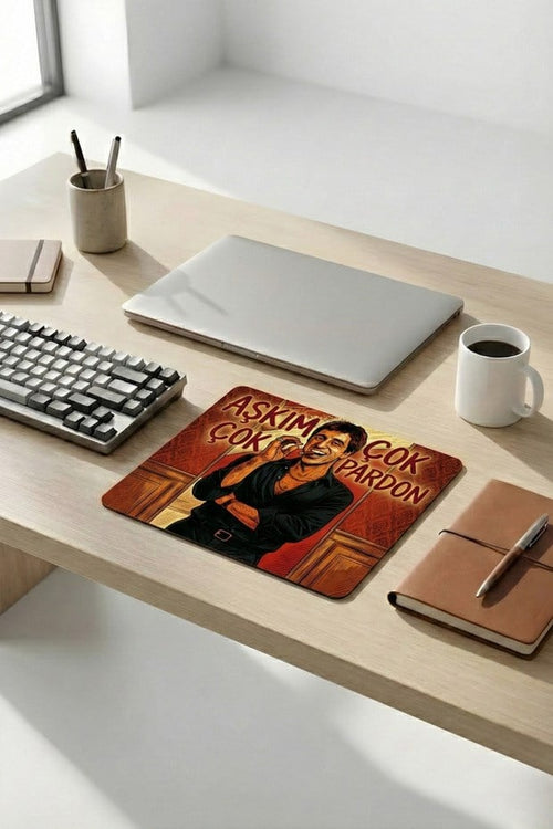 Aşkım Çok Pardon desenli mouse pad yakın çekim