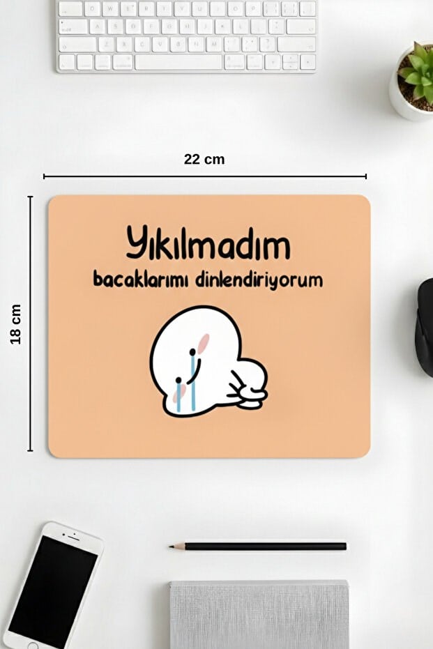 Yıkılmadım desenli mouse pad yakın çekim