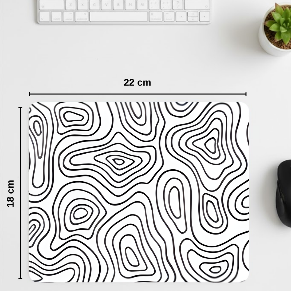 Beyaz Typography desenli mouse pad kullanım görseli