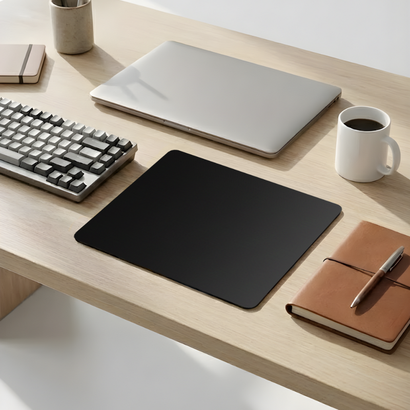 Siyah Mouse Pad 18x22 cm — Düz Renk, Baskısız Kompakt Ofis Mousepad