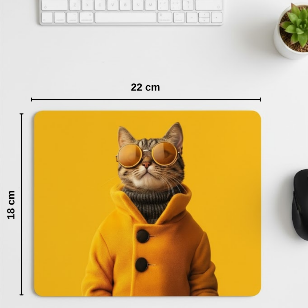 Golden Cat desenli mouse pad kullanım görseli
