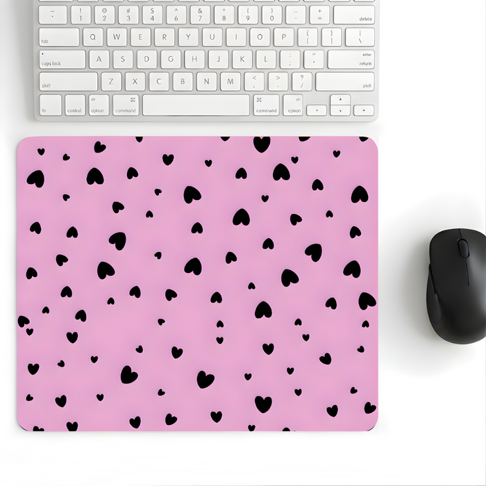 Midnight Hearts Desenli Mouse Pad 18x22 cm — Kalp Desenli Kompakt Ofis Mousepad
