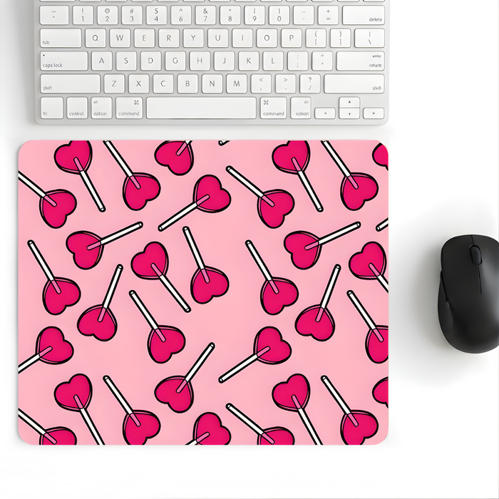 Candy Pops Desenli Mouse Pad 18x22 cm — Kalpli Şeker Baskılı Kompakt Ofis Mousepad