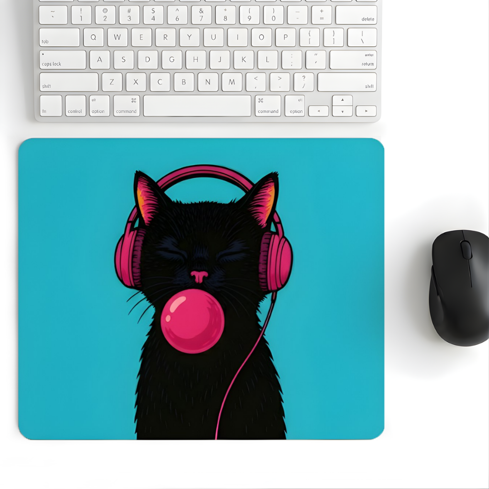 Bubble Cat desenli mouse pad 18x22 cm