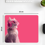 Pink Vibes Cat desenli mouse pad kullanım görseli