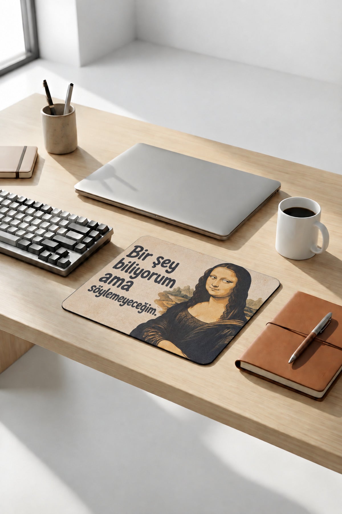 Söylemeyeceğim desenli mouse pad 18x22 cm yakın çekim