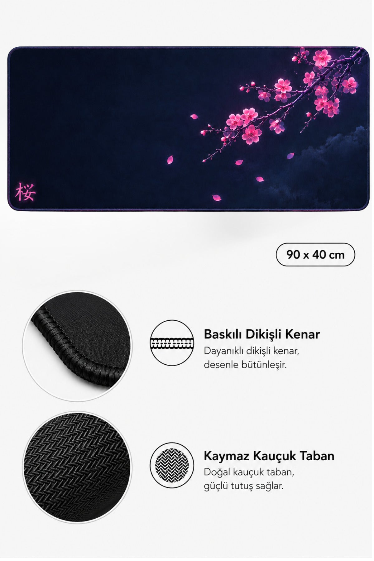 Blossom 90x40 cm gaming mouse pad detay görseli