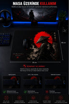 Samurai 50x40 cm oyuncu mouse pad detay görseli