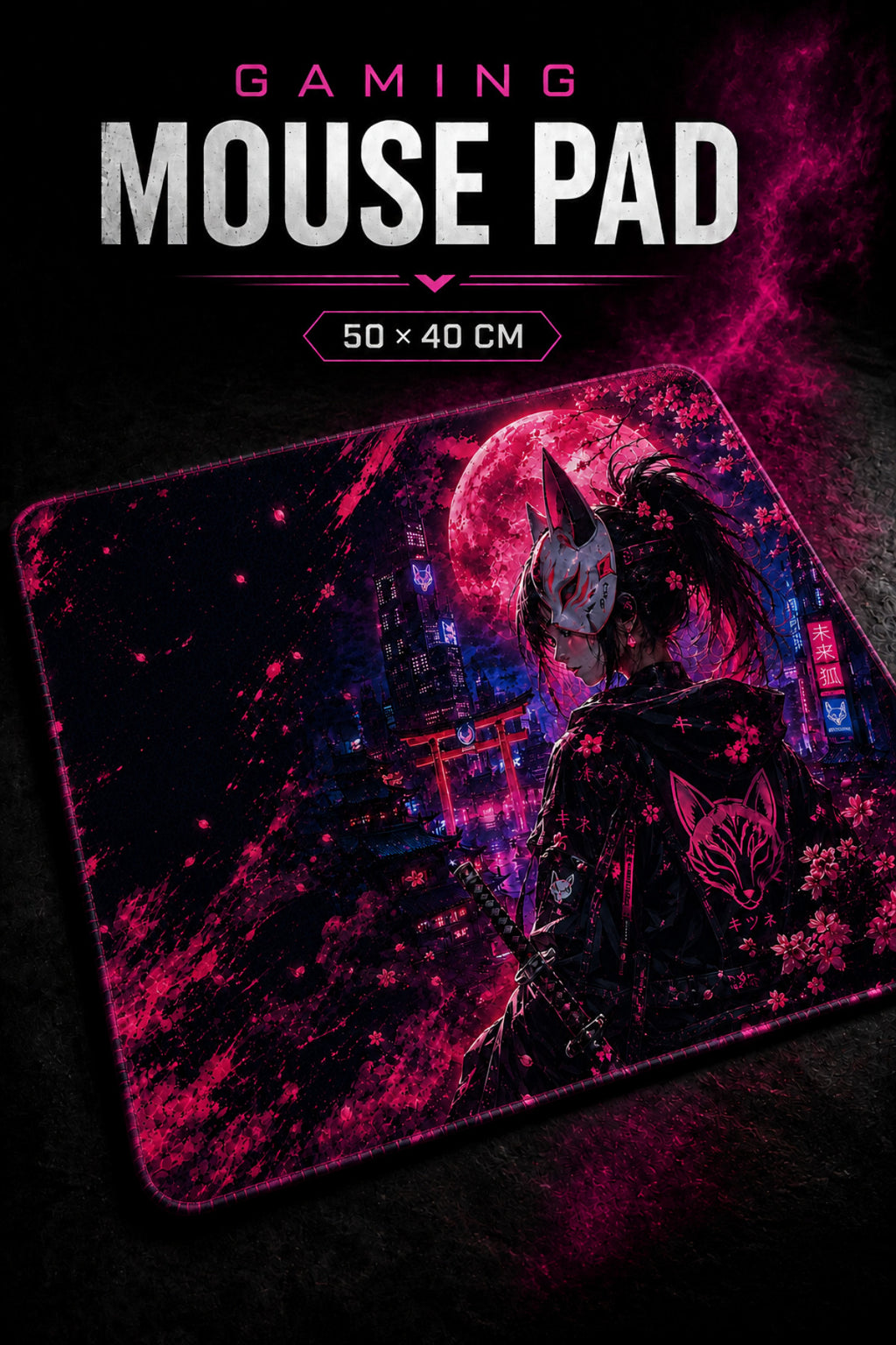 Neon 50x40 cm oyuncu mouse pad kullanım görseli