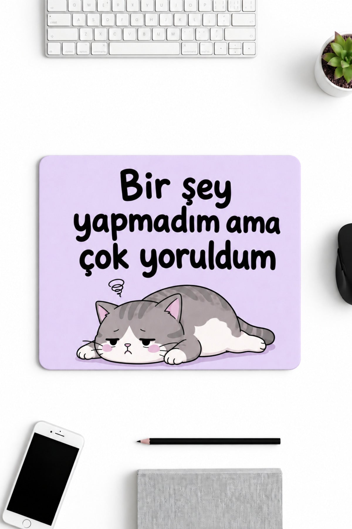 Cat Tired desenli mouse pad 18x22 cm
