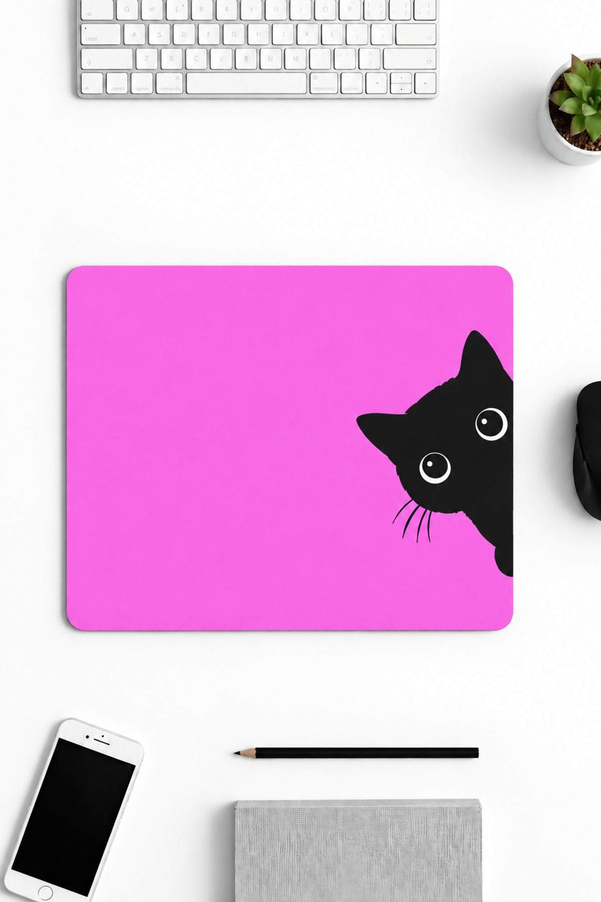 Black Cat desenli mouse pad 18x22 cm