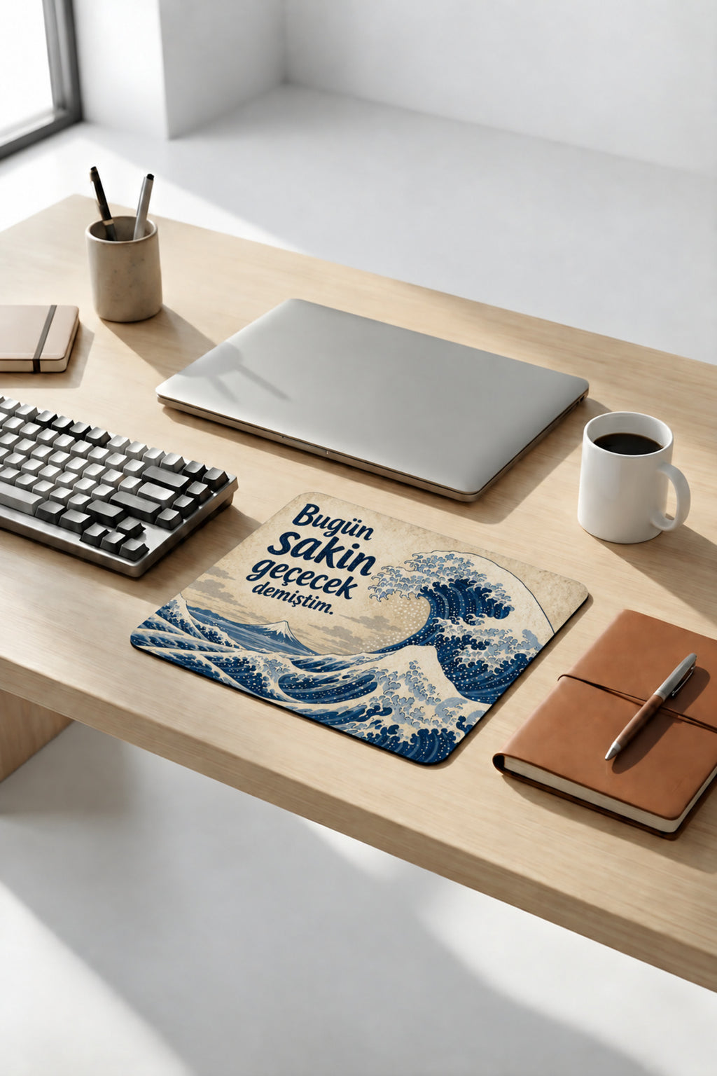 Bugün Sakin Geçecek desenli mouse pad 18x22 cm yakın çekim