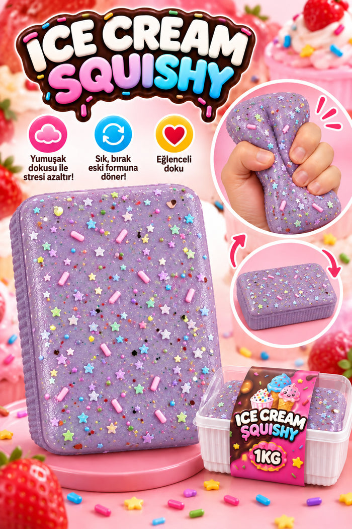 Yaban Mersini Sukuşi Stres Oyuncağı — Dondurma Temalı Memory Foam Taba Squishy
