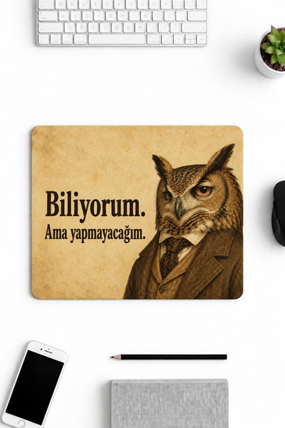 Biliyorum Ama Yapmayacağım Mouse Pad 18x22 cm — Esprili Kompakt Ofis Mousepad