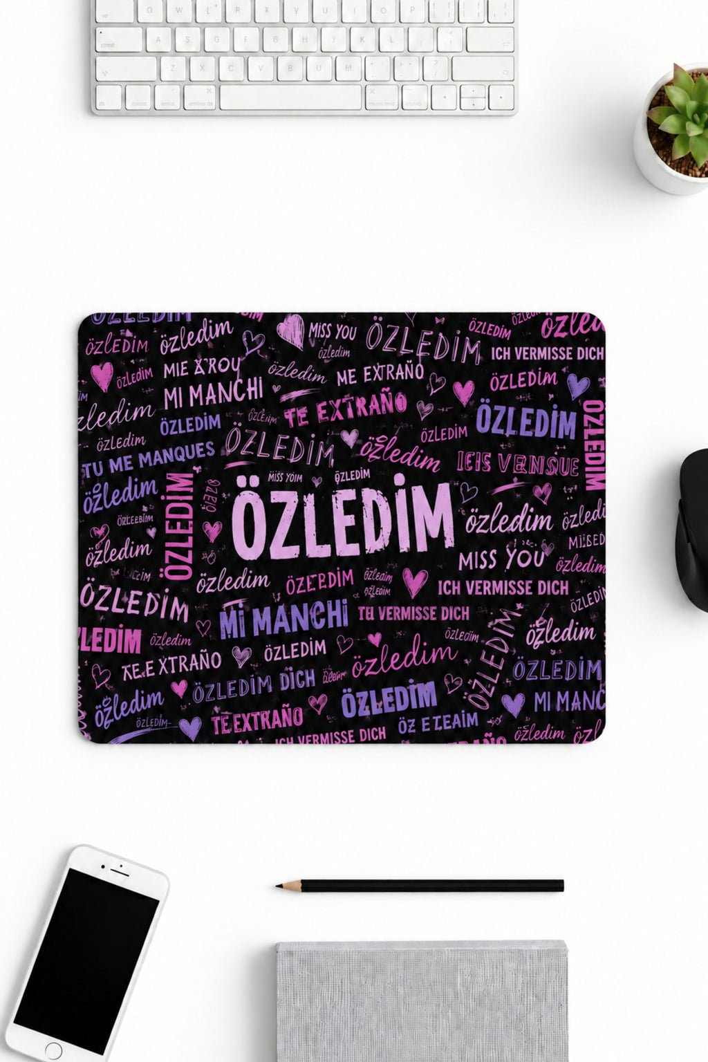 Özledim desenli mouse pad 18x22 cm