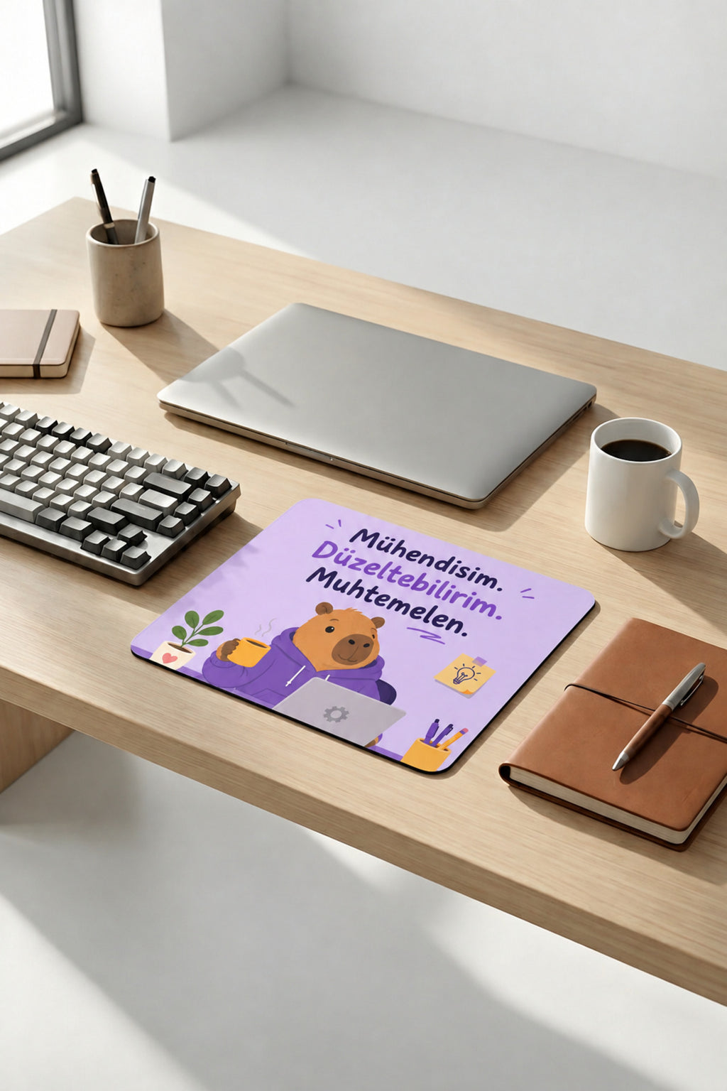 Mühendisim Düzeltebilirim desenli mouse pad 18x22 cm yakın çekim