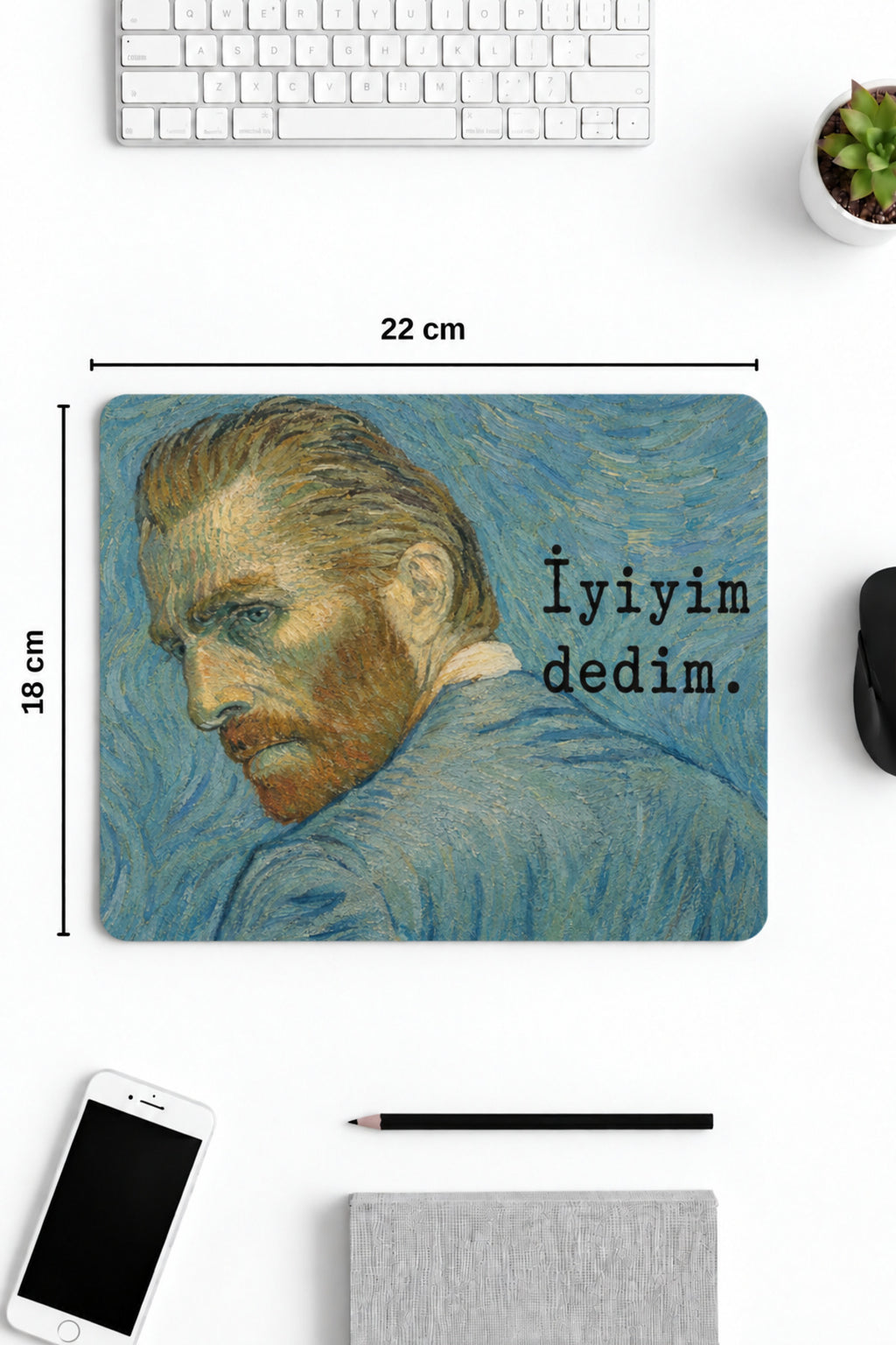 İyiyim Dedim desenli mouse pad 18x22 cm kullanım görseli