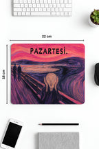 Pazartesi desenli mouse pad 18x22 cm kullanım görseli