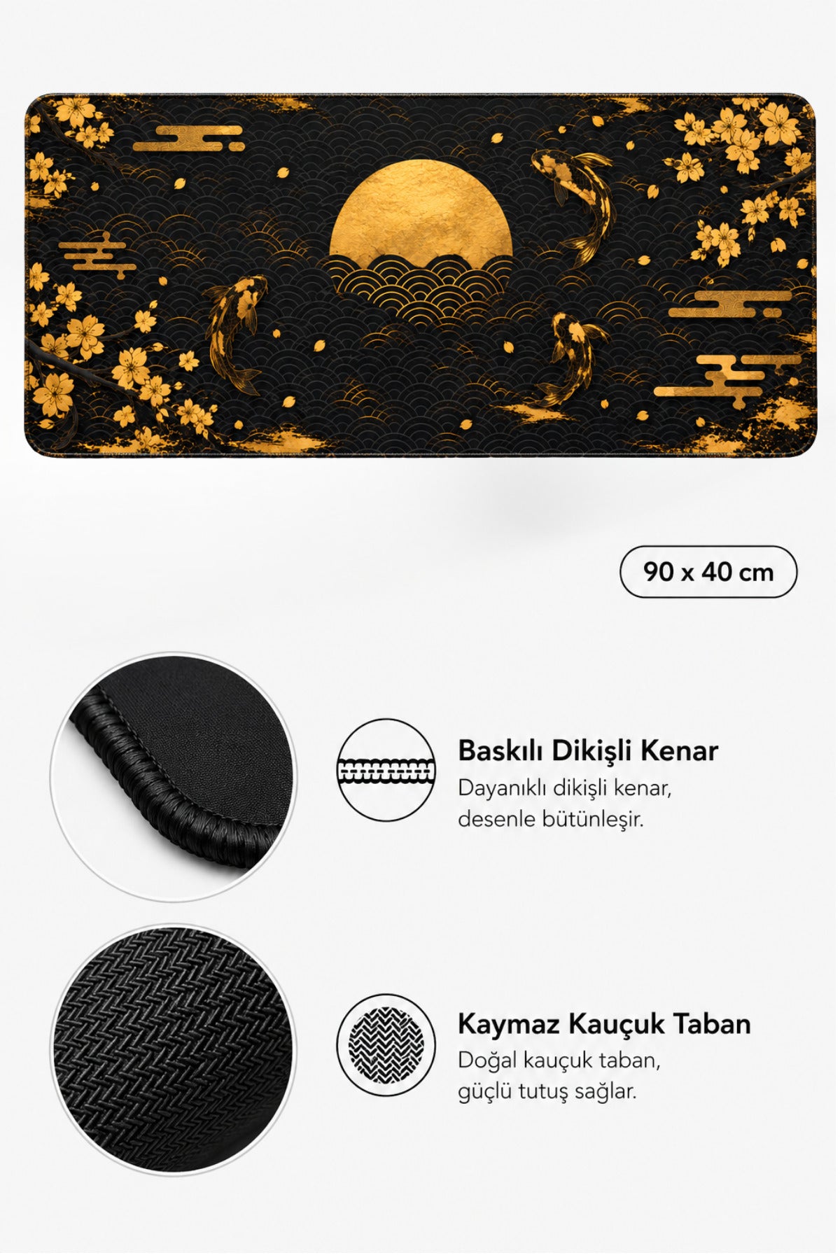 Kuroha 90x40 cm gaming mouse pad detay görseli