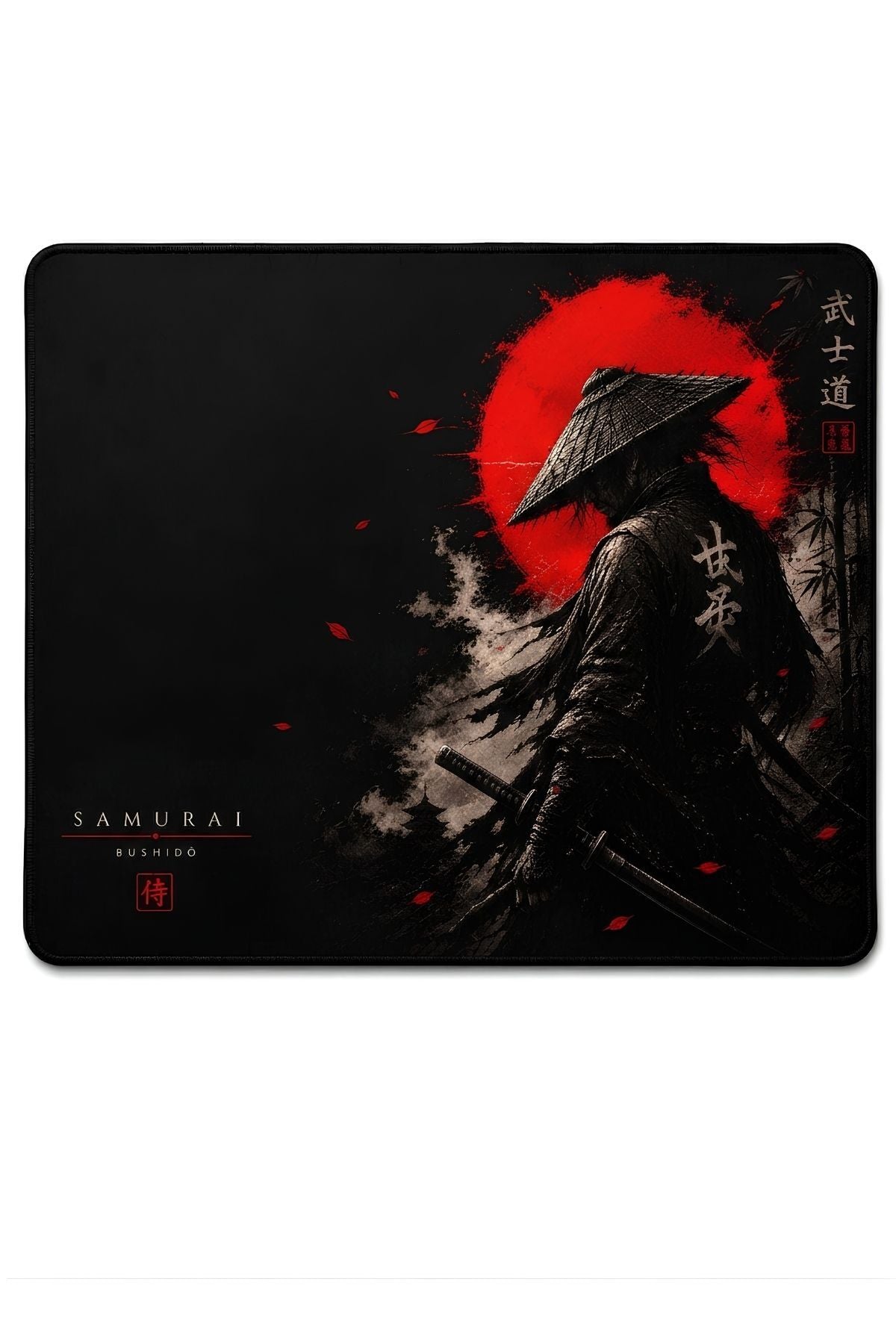 Samurai 50x40 cm oyuncu mouse pad yakın çekim