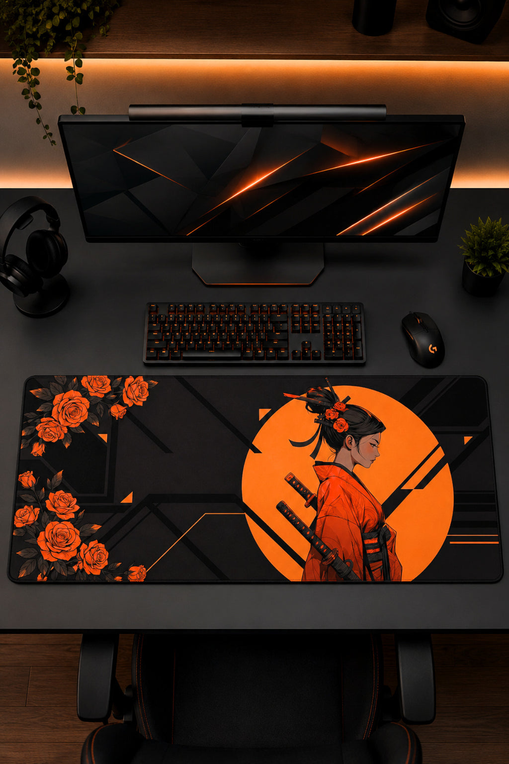 Orange Rosakiri 90x40 cm gaming mouse pad yakın çekim