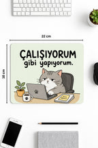 Office Cat desenli mouse pad 18x22 cm kullanım görseli