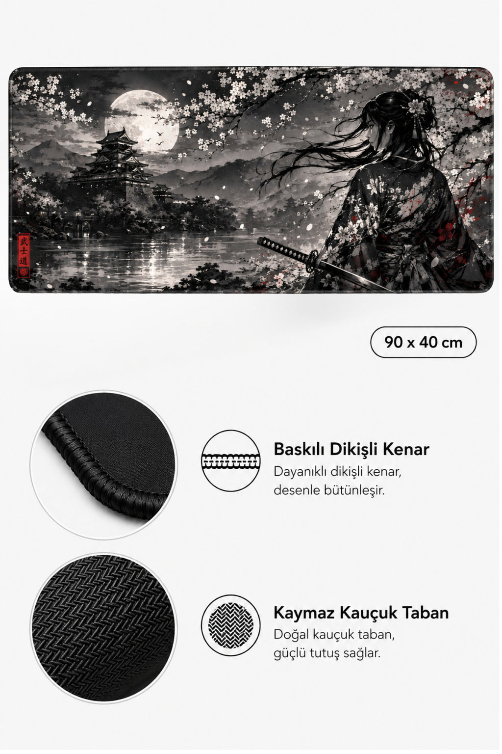 Tsuki 90x40 cm gaming mouse pad detay görseli