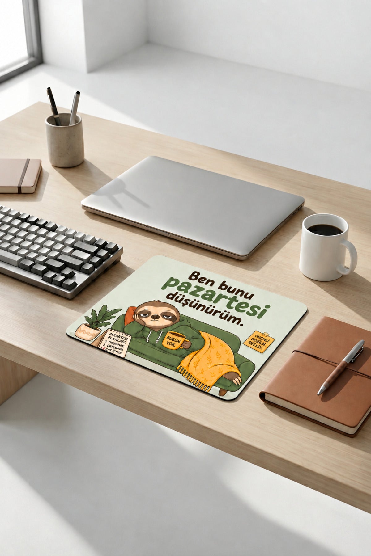 Monday desenli mouse pad 18x22 cm yakın çekim