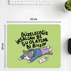 Düzeleceğiz İnşallah yazılı minimal desenli mouse pad 18x22 cm — görsel 2