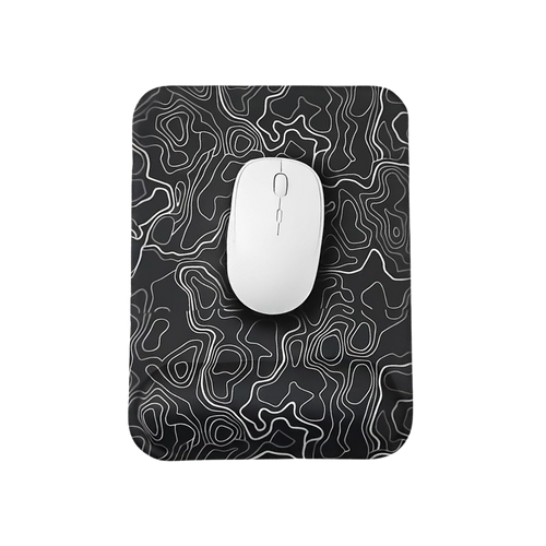 Kare formlu topografik desenli bilek destekli mouse pad, siyah