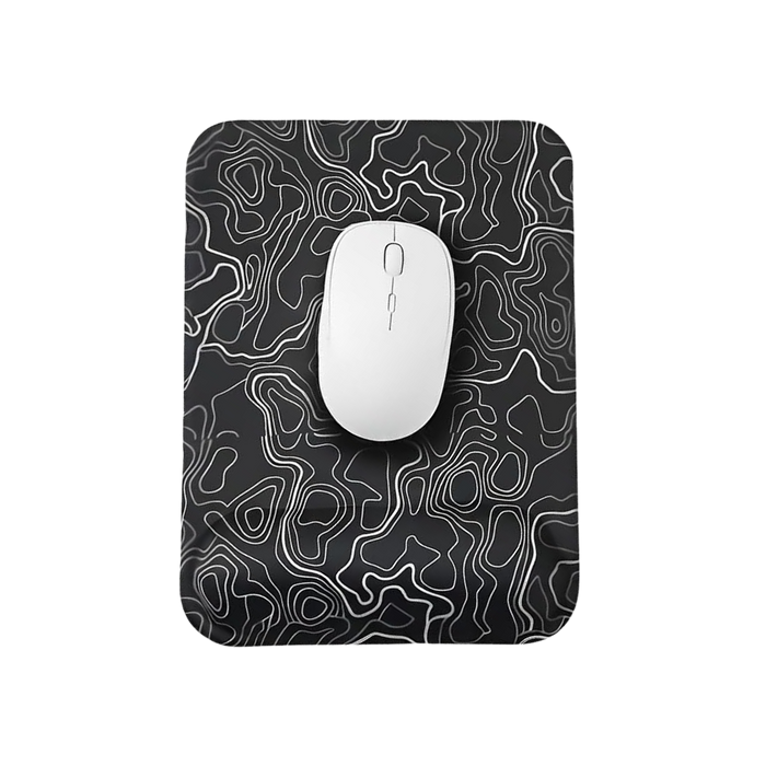 Bilek Destekli Mouse Pad — Kare Formlu, Topografik Desenli Ergonomik Mousepad (Siyah)
