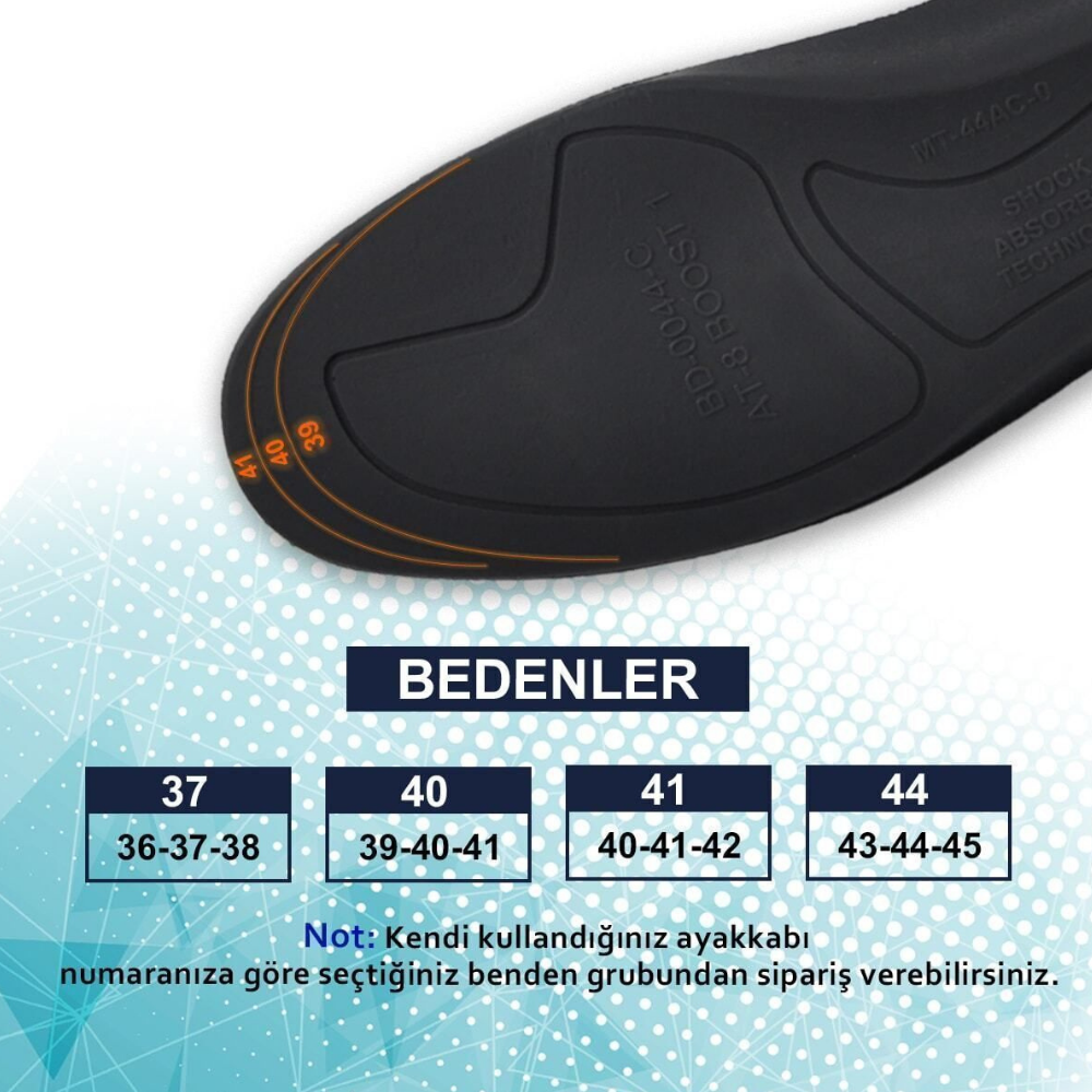 N20 kalın ortopedik tabanlık üst yüzey detayı