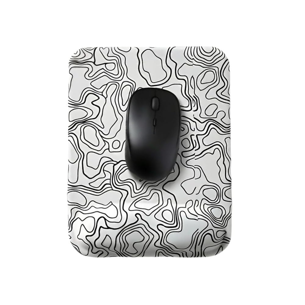 Kare formlu topografik desenli bilek destekli mouse pad