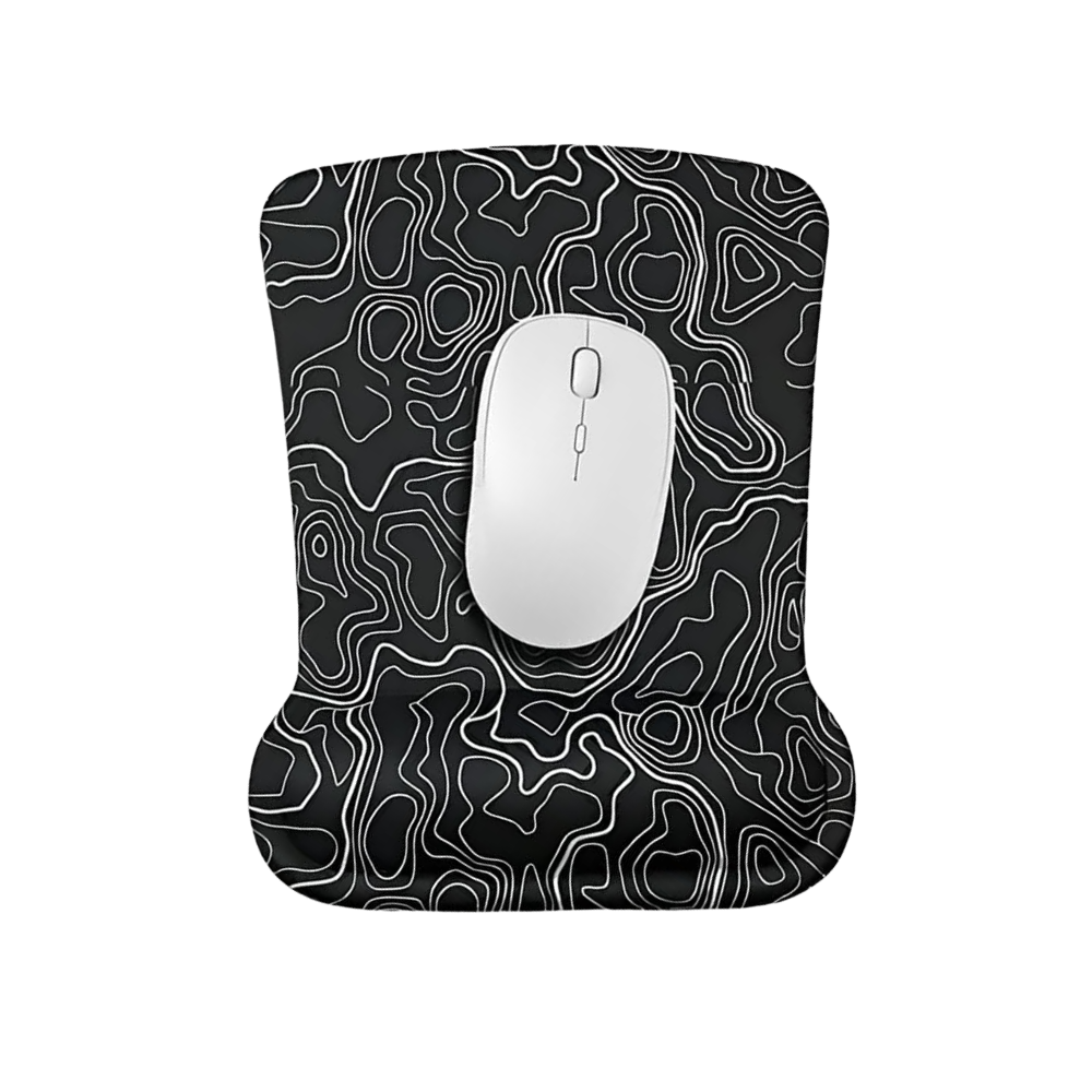 Damla formlu yükseltilmiş bilek yastıklı mouse pad, siyah
