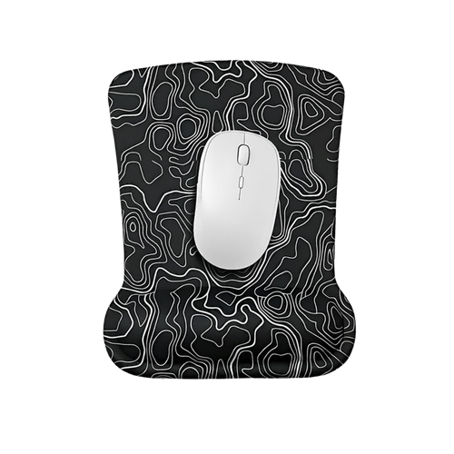 Damla formlu yükseltilmiş bilek yastıklı mouse pad, siyah