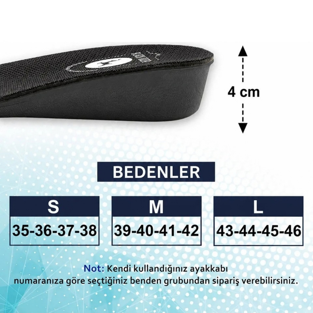 Black Deer 4 cm boy uzatan tabanlık, sneaker ve bot için gizli topuk yükseltici, siyah — görsel 6